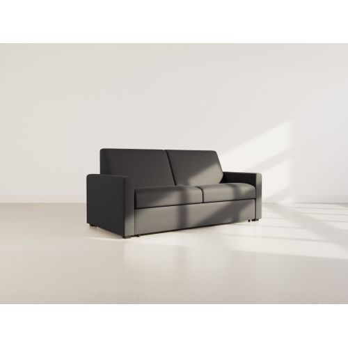 Julia - Canapé 3 Places Convertible Express Couchage Quotidien 140 Cm Matelas 14 Cm En Tissu Noir