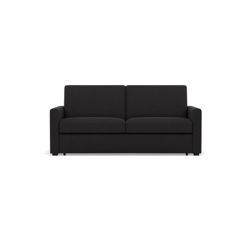 Julia - Canapé 3 Places Convertible Express Couchage Quotidien 140 Cm Matelas 14 Cm En Tissu Noir