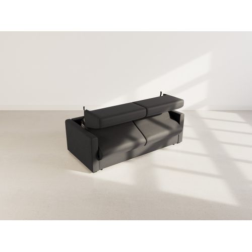 Julia - Canapé 3 Places Convertible Express Couchage Quotidien 140 Cm Matelas 14 Cm En Tissu Noir