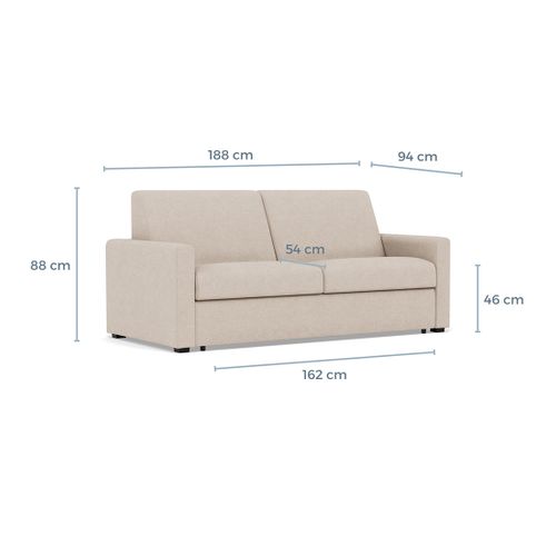 Julia - Canapé 3 Places Convertible Express Couchage Quotidien 140 Cm Matelas 14 Cm En Tissu Prune