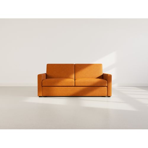 Julia - Canapé 3 Places Convertible Express Couchage Quotidien 140 Cm Matelas 14 Cm En Tissu Rouille