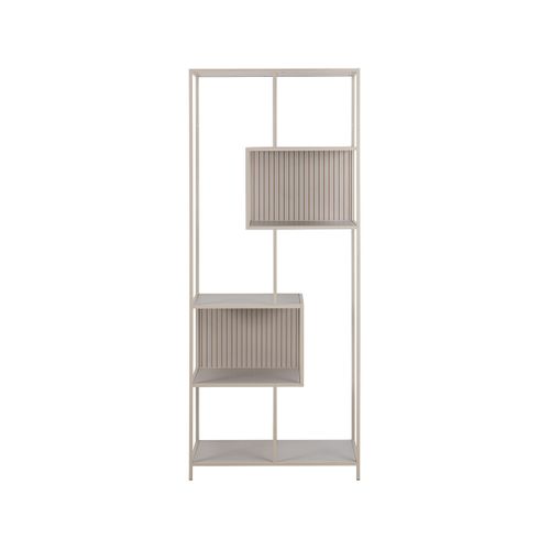 Anthea - Étagère Filaire Métal Avec Plaquage En Effet Bois Blanchi - 77 Cm - Gris