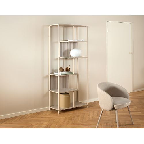 Anthea - Étagère Filaire Métal Avec Plaquage En Effet Bois Blanchi - 77 Cm - Gris