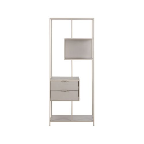 Anthea - Étagère Filaire Métal Avec Plaquage En Effet Bois Blanchi - Avec Tiroirs - 77 Cm - Gris
