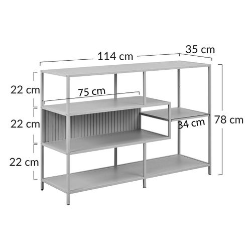Anthea - Étagère Filaire Métal Avec Plaquage En Effet Bois Blanchi - 114 Cm - Gris