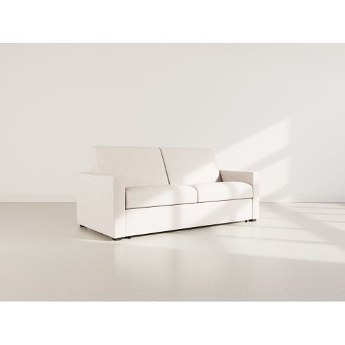 Julia - Canapé 3 Places Convertible Express Couchage Quotidien 140 Cm Matelas 18 Cm En Tissu Beige