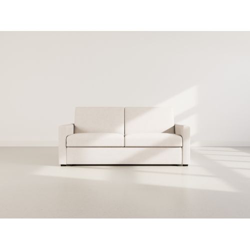 Julia - Canapé 3 Places Convertible Express Couchage Quotidien 140 Cm Matelas 18 Cm En Tissu Beige