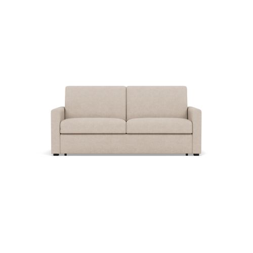 Julia - Canapé 3 Places Convertible Express Couchage Quotidien 140 Cm Matelas 18 Cm En Tissu Beige
