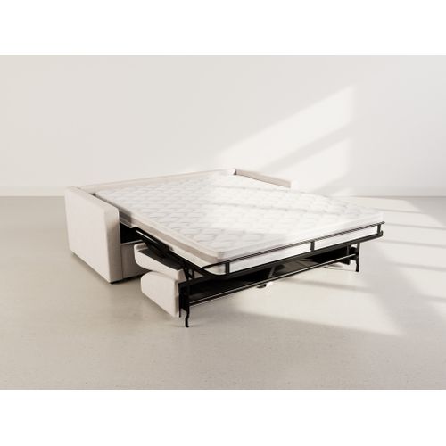Julia - Canapé 3 Places Convertible Express Couchage Quotidien 140 Cm Matelas 18 Cm En Tissu Beige