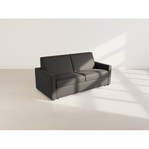 Julia - Canapé 3 Places Convertible Express Couchage Quotidien 140 Cm Matelas 18 Cm En Tissu Noir