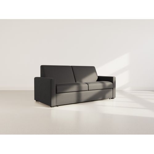 Julia - Canapé 3 Places Convertible Express Couchage Quotidien 140 Cm Matelas 18 Cm En Tissu Noir