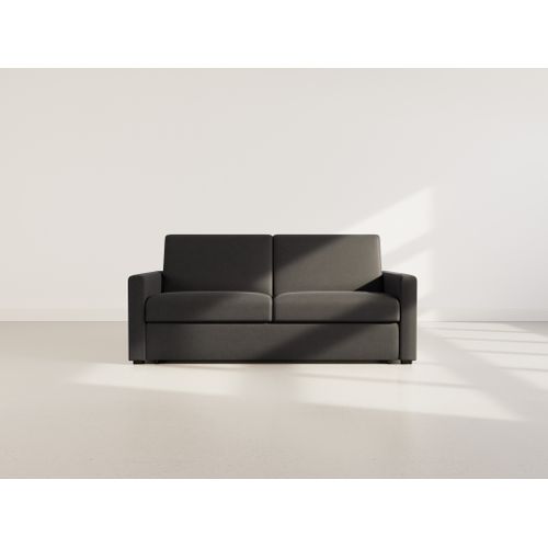 Julia - Canapé 3 Places Convertible Express Couchage Quotidien 140 Cm Matelas 18 Cm En Tissu Noir