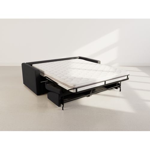 Julia - Canapé 3 Places Convertible Express Couchage Quotidien 140 Cm Matelas 18 Cm En Tissu Noir