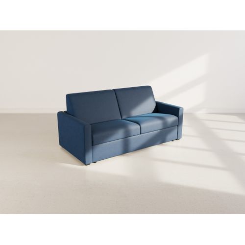 Canapé Droit Convertible 3 Places Julia En Tissu Bleu Marine