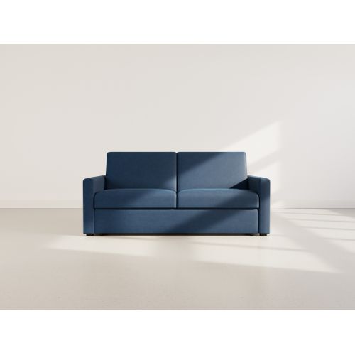 Canapé Droit Convertible 3 Places Julia En Tissu Bleu Marine