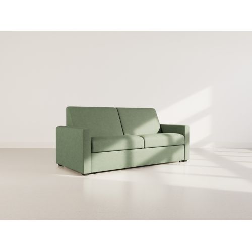 Julia - Canapé 3 Places Convertible Express Couchage Quotidien 140 Cm Matelas 18 Cm En Tissu Vert