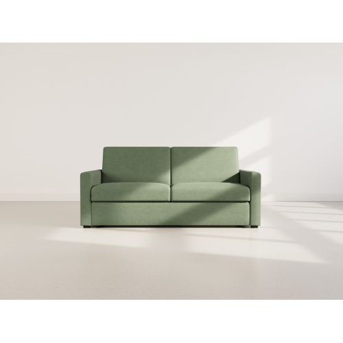 Julia - Canapé 3 Places Convertible Express Couchage Quotidien 140 Cm Matelas 18 Cm En Tissu Vert
