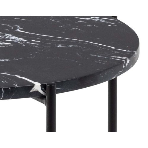 Ezaro - Table Basse Ronde - 42 Cm - Plateau En Marbre - Pieds En Acier