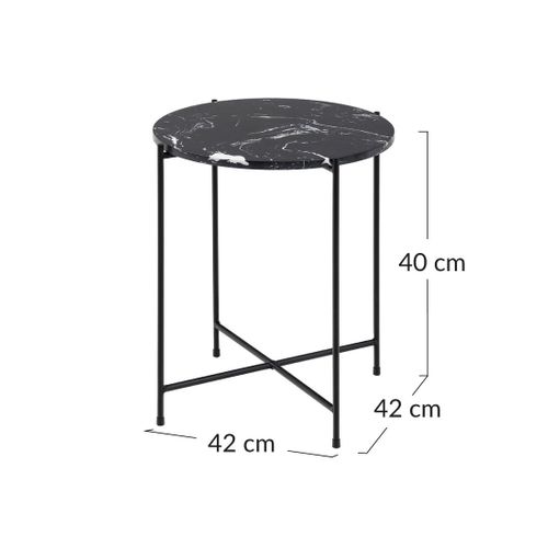 Ezaro - Table Basse Ronde - 42 Cm - Plateau En Marbre - Pieds En Acier