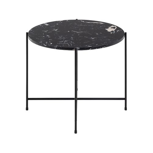 Ezaro - Table Basse Ronde - 52 Cm - Plateau En Marbre - Pieds En Acier