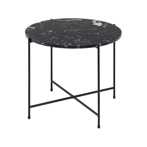 Ezaro - Table Basse Ronde - 52 Cm - Plateau En Marbre - Pieds En Acier