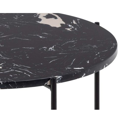 Ezaro - Table Basse Ronde - 52 Cm - Plateau En Marbre - Pieds En Acier