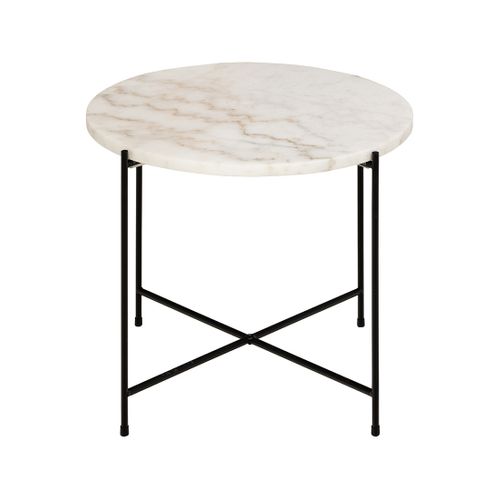 Ezaro - Table Basse Ronde - 52 Cm - Plateau En Marbre - Pieds En Acier