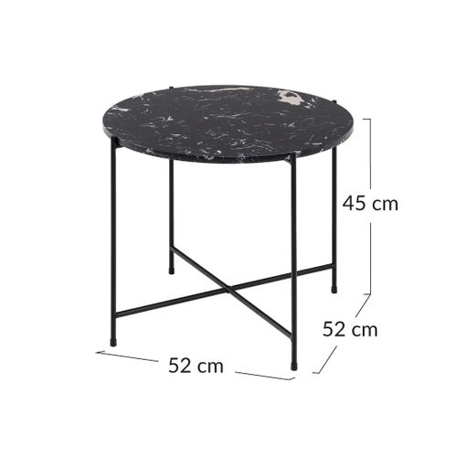 Ezaro - Table Basse Ronde - 52 Cm - Plateau En Marbre - Pieds En Acier