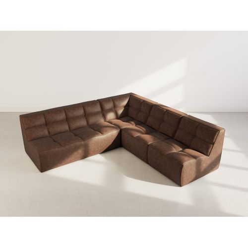Alya - Canapé Modulable D'angle Réversible 5 Places En Simili