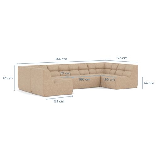 Alya - Canapé Modulable Panoramique 7 Places En Simili