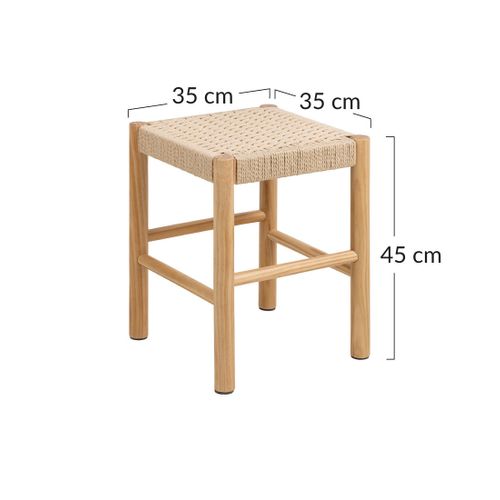 Liora - Tabouret En Bois De Pin Et Corde Tressée – H 45cm