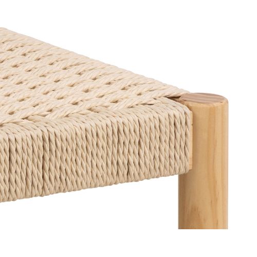 Liora - Tabouret En Bois De Pin Et Corde Tressée – H 45cm