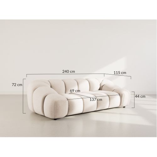 Ava - Canapé 3 Places En Velours Texturé Gris