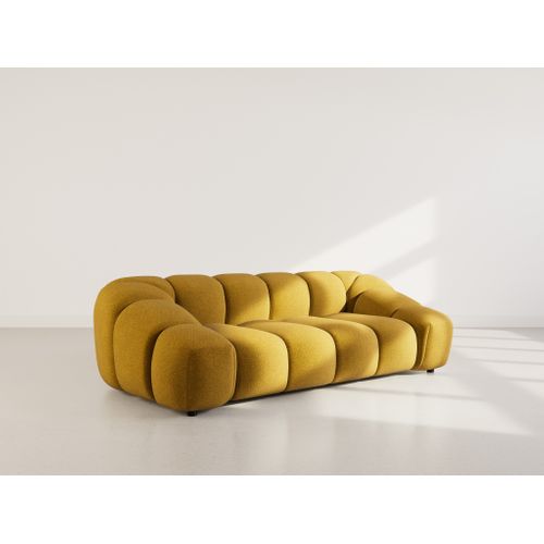 Ava - Canapé 3 Places En Velours Texturé Jaune