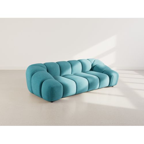 Ava - Canapé 3 Places En Velours Texturé Bleu