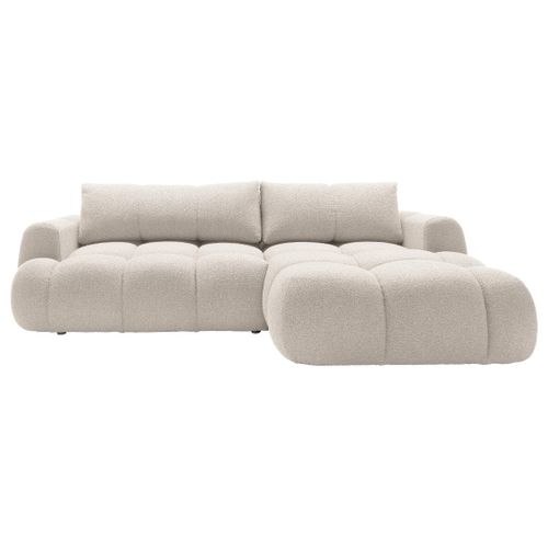 Canapé Angle Droit Convertible 4 Places Yulin En Tissu Bouclette Beige