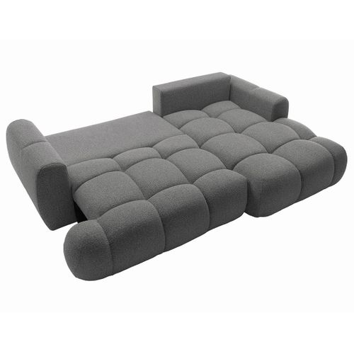 Canapé Angle Droit Convertible 4 Places Yulin En Tissu Bouclette Gris Foncé