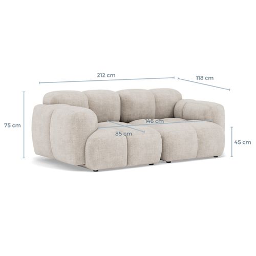 Grace - Canapé Modulable 2 Places En Velours Texturé