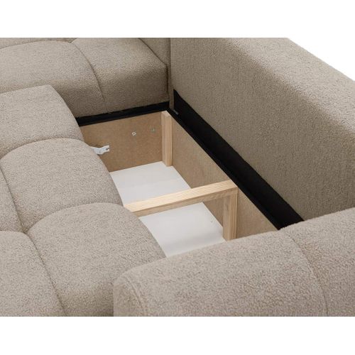 Canapé Angle Gauche Convertible 4 Places Yulin En Tissu Bouclette Marron