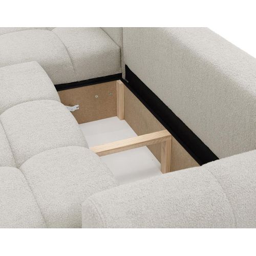 Canapé Angle Gauche Convertible 4 Places Yulin En Tissu Bouclette Beige