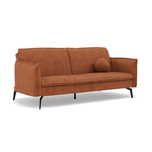 Canapé Droit Convertible 2 Places Lexie En Velours Côtelé Terracotta