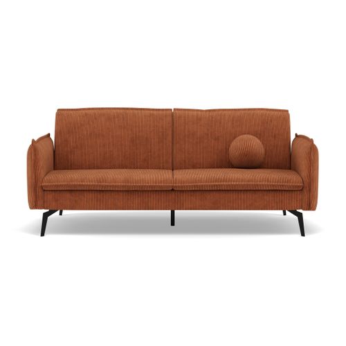 Canapé Droit Convertible 2 Places Lexie En Velours Côtelé Terracotta