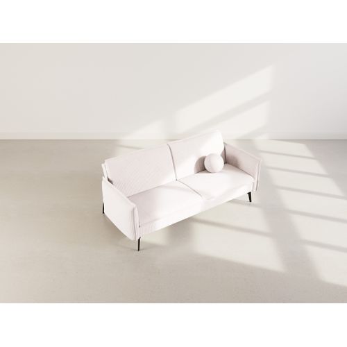 Canapé Droit Convertible 2 Places Lexie En Velours Côtelé Beige