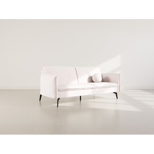 Canapé Droit Convertible 2 Places Lexie En Velours Côtelé Beige