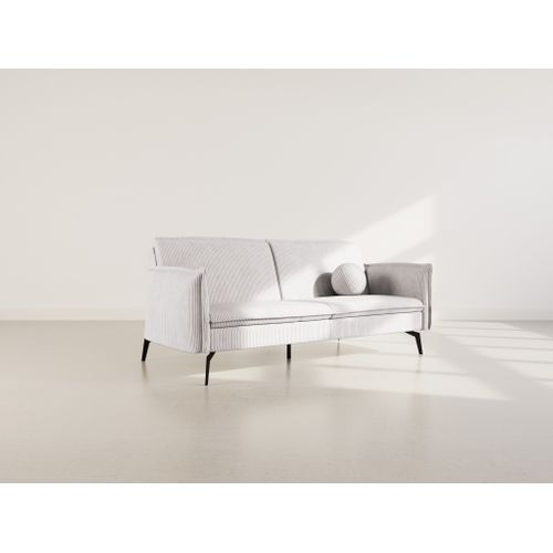 Canapé Droit Convertible 2 Places Lexie En Velours Côtelé Gris Clair