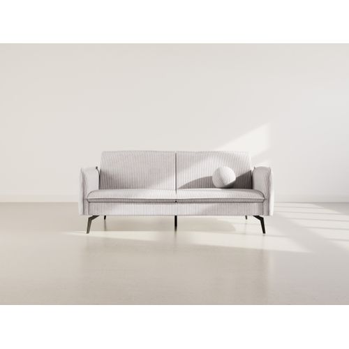 Canapé Droit Convertible 2 Places Lexie En Velours Côtelé Gris Clair