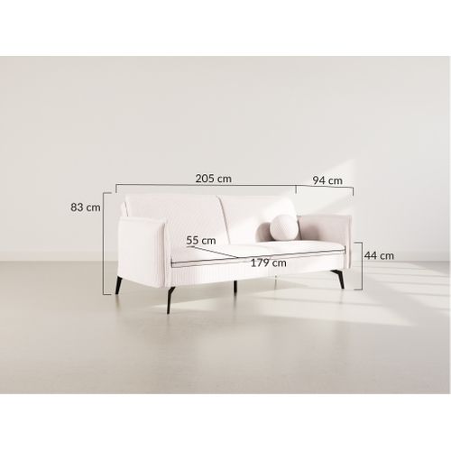 Canapé Droit Convertible 2 Places Lexie En Velours Côtelé Gris Clair