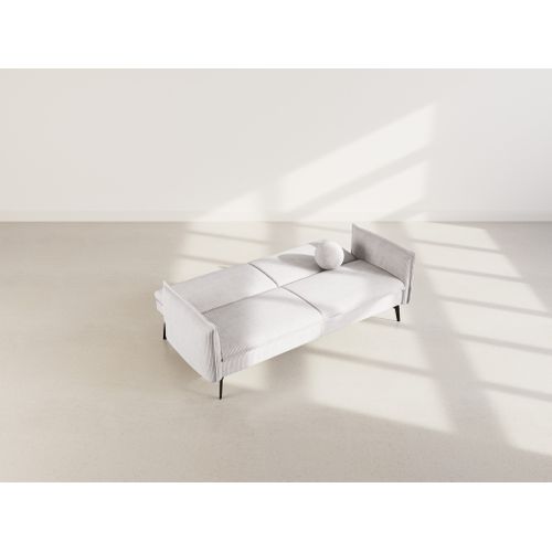 Canapé Droit Convertible 2 Places Lexie En Velours Côtelé Gris Clair