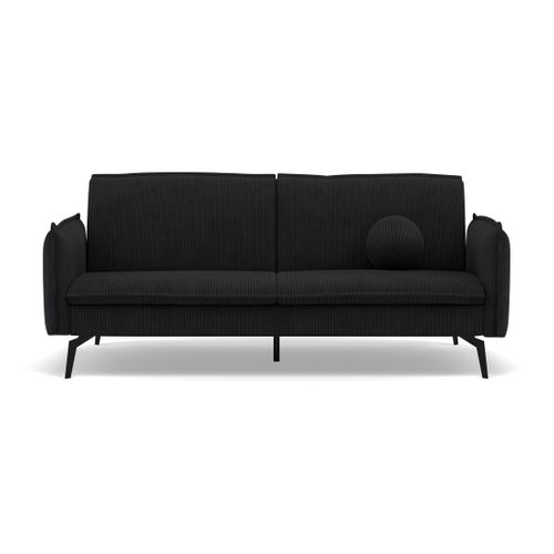 Canapé Droit Convertible 2 Places Lexie En Velours Côtelé Noir