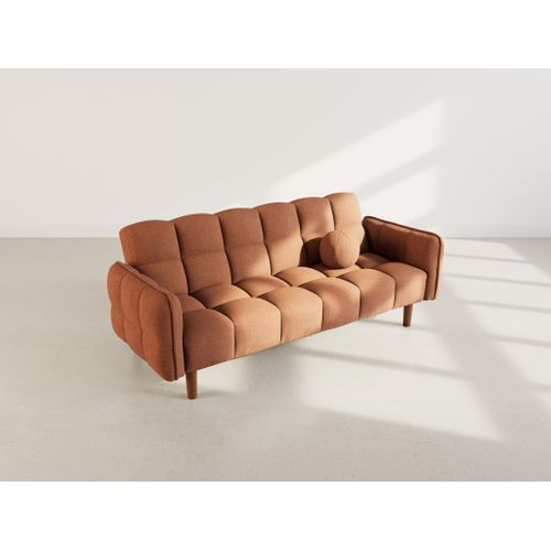 Canapé Droit Convertible 2 Places Adam En Tissu Texturé Terracotta